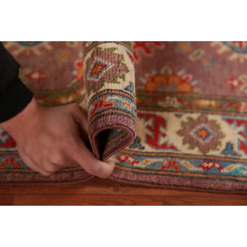 Brown Kazak Foyer Rug Hand-Knotted Wool Carpet - 2'7"x 4'0"