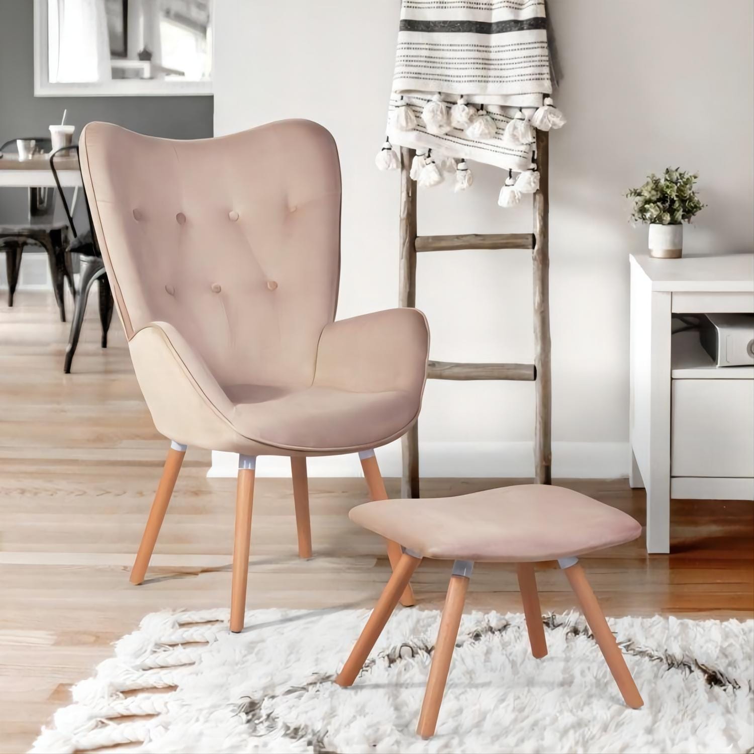 High back accent chair with ottoman shop