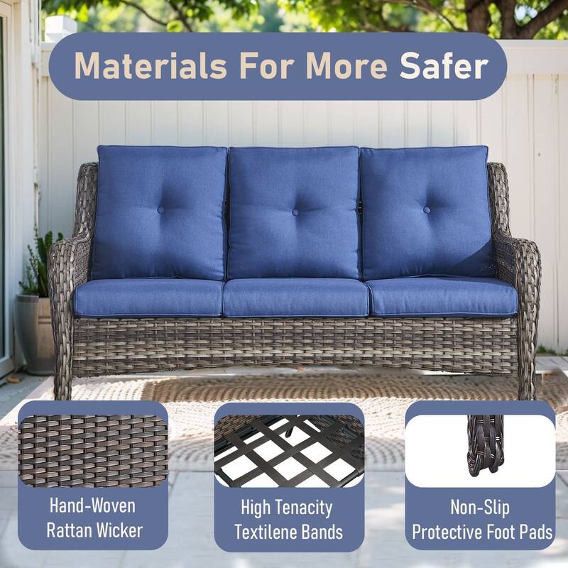 Outdoor Sofa Chair with Coffee Table and Ottoman