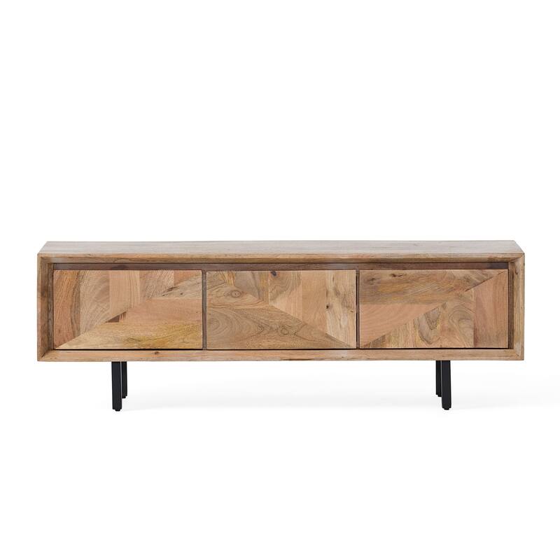 Handcrafted Boho Mango Wood and Iron TV Stand with Storage Cabinets for TVs up to 59 Inches