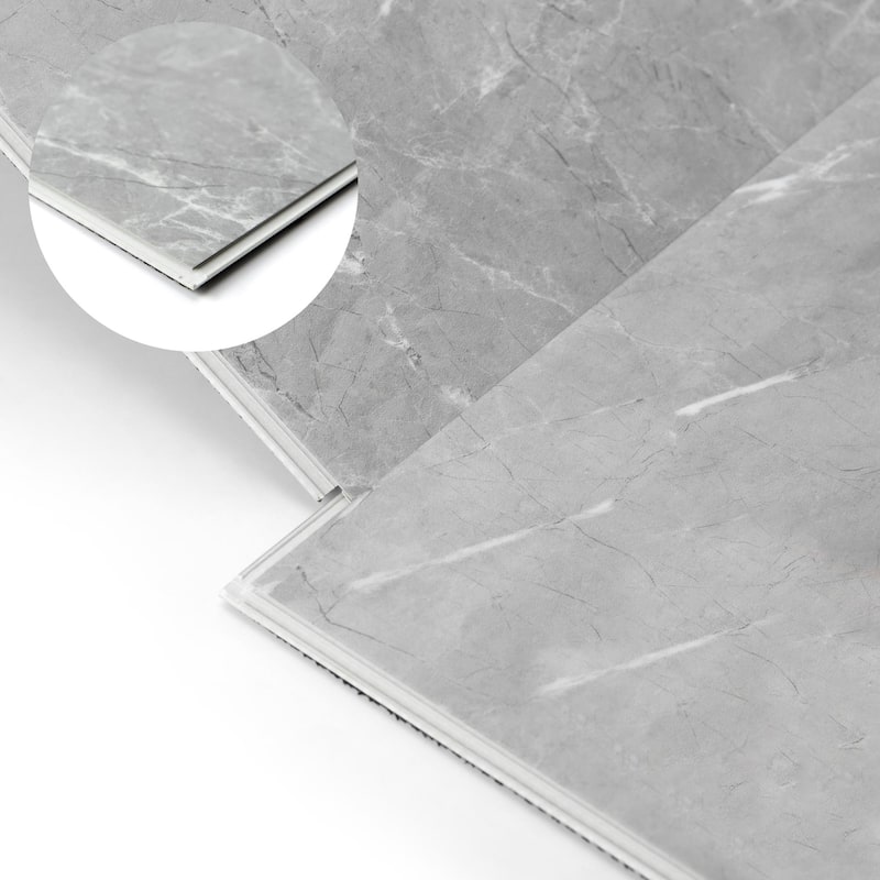 Art3d 12pcs 24"x12" Click-lock Marble Design Flooring Cover 24 Sq.Ft. - Gray-marble