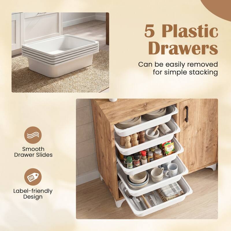 Gymax Buffet Cabinet Sideboard w/ Storage Coffee Bar Cabinet w/ 5