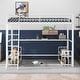 preview thumbnail 3 of 7, Twin Size Loft Bed with Build-in Desk, Metal Bed with Storage Shelves and Charging Station for Bedroom, White