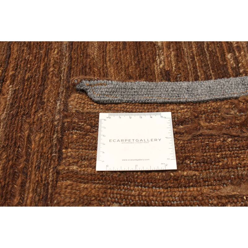 ECARPETGALLERY Flat-Weave Natural Brown Wool Tapestry Kilim - 5'1 x 6'5