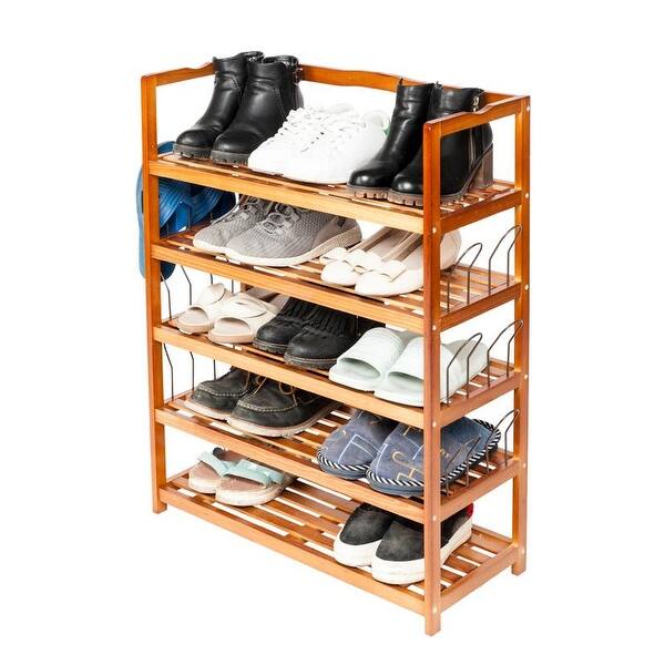 5 Tier Shoe Rack 6 Pairs Shoe Shelf Storage Organizer Entryway Wooden On Sale Overstock 21441358