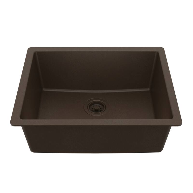 Karran Undermount 24.38 in Single Bowl Quartz Kitchen Sink - Brown
