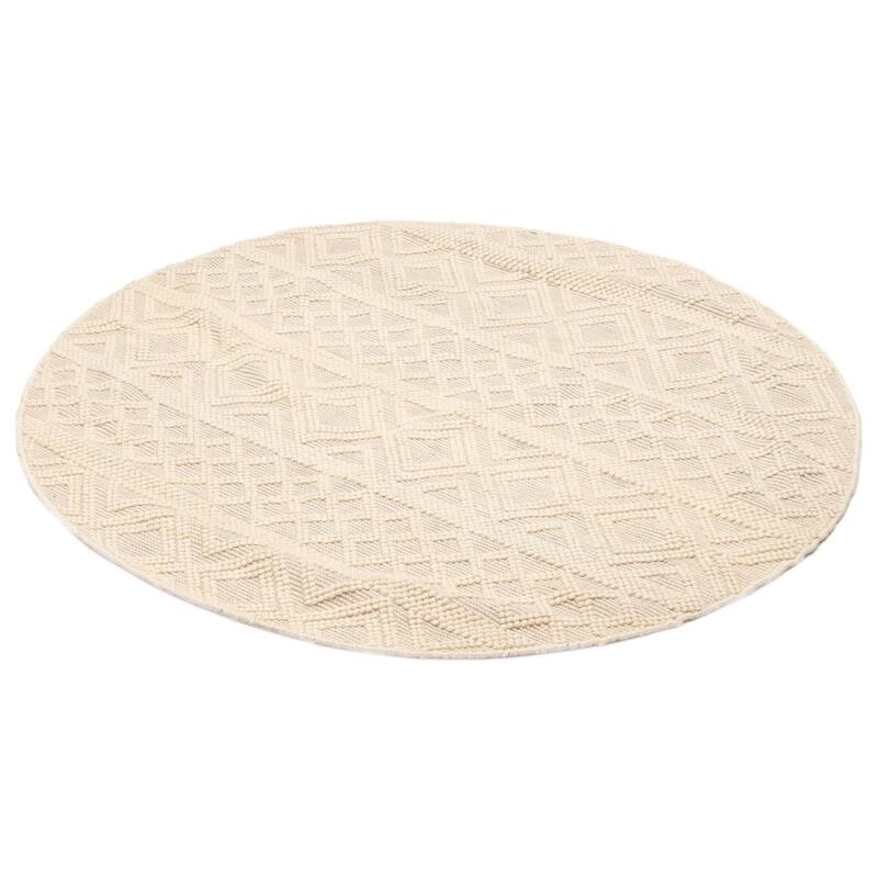 ECARPETGALLERY Braid weave Sienna Cream Wool Rug - 5'11 x 5'11