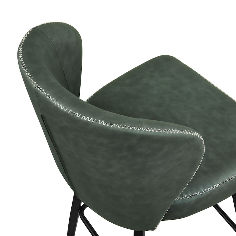 Modern Shell Back Swivel Bar Stool with Faux Leather Upholstered Seat and Metal Legs Counter Stool