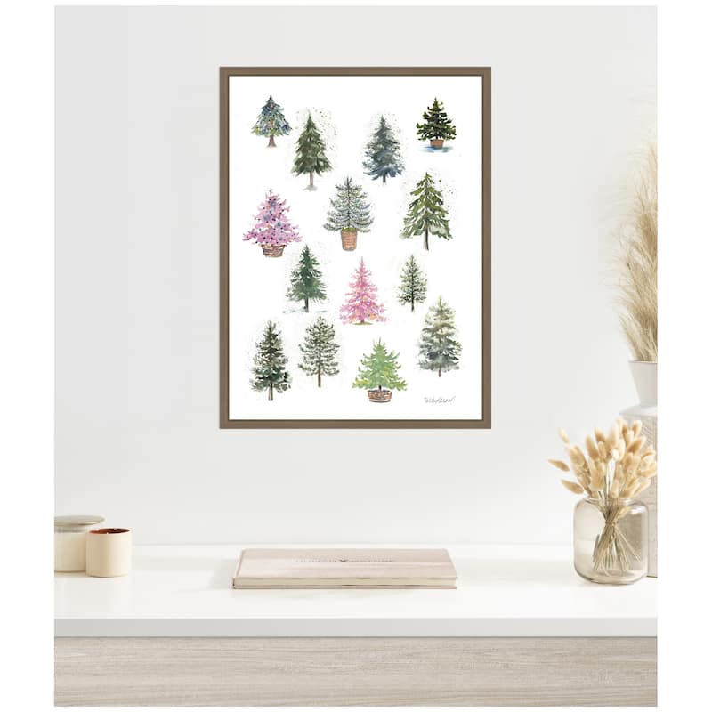 Kate and Laurel Framed Canvas 12 Tiny Holiday Trees by Patricia Shaw