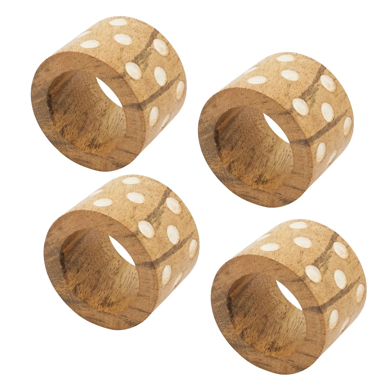 Charming Rusticity Dot Wooden Napkin Ring (Set of 4) - Natural
