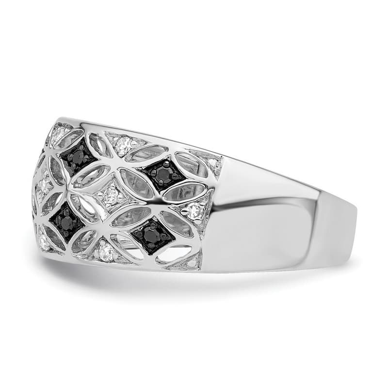 Curata 925 Sterling Silver Rhodium Plated Back and White Diamond Ring