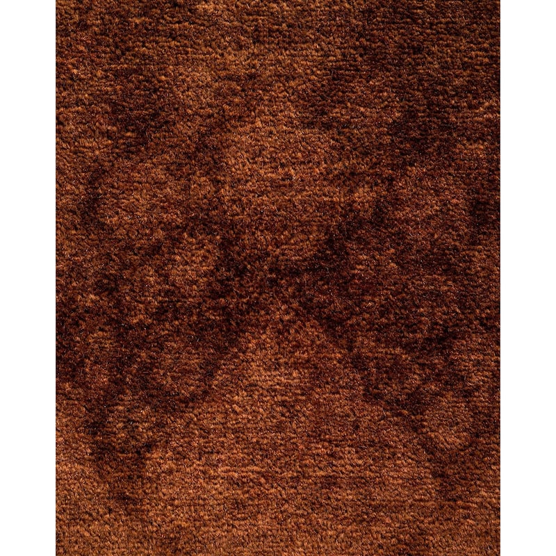 Overton Hand Knotted Wool Vintage Inspired Modern Contemporary Overdyed Brown Runner Rug - 2' 6" x 10' 4"