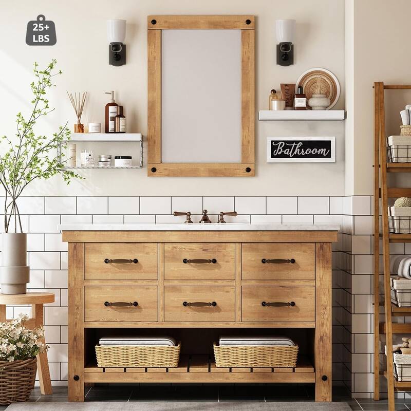 Toilet Bathroom Shelves - Paper Storage Wall Mount, Small Floating Shelves 2+1 Set
