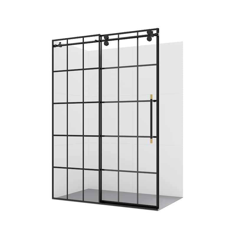 Puente Single Sliding Framed Shower Door - 48" W x 78" H - Matte Black