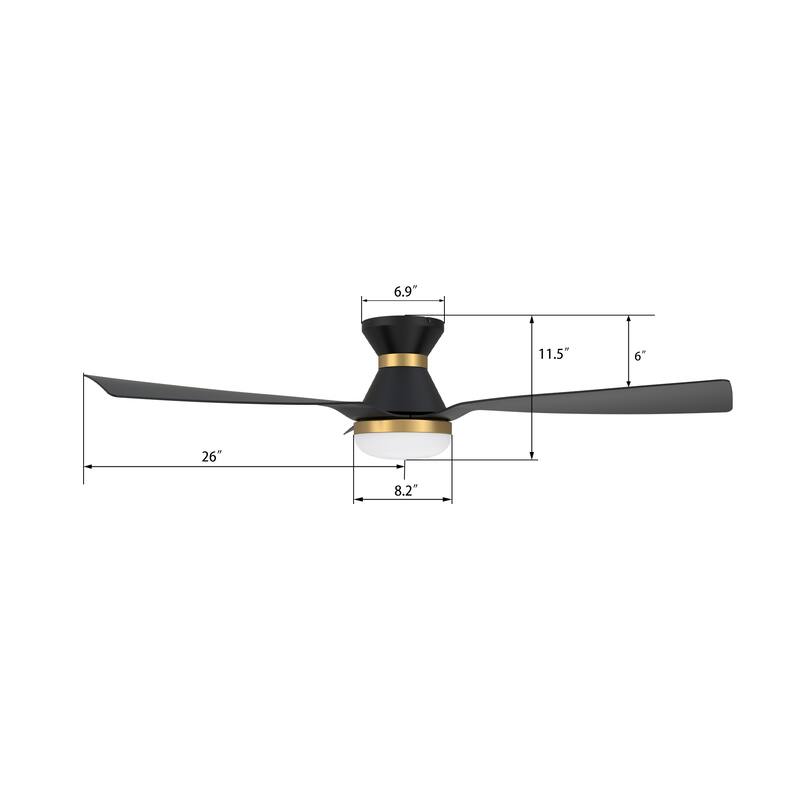 CARRO Pollux 52" Black Smart Ceiling Fan with LED Light and Remote-Flush Mount - N/A