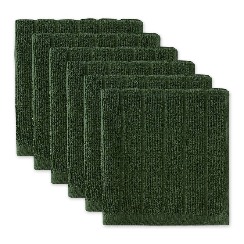 DII Solid Windowpane Terry Dishcloth Set of 6