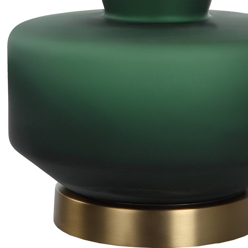 Glass Base Table Lamp with Tapered Shade - 28" - Green