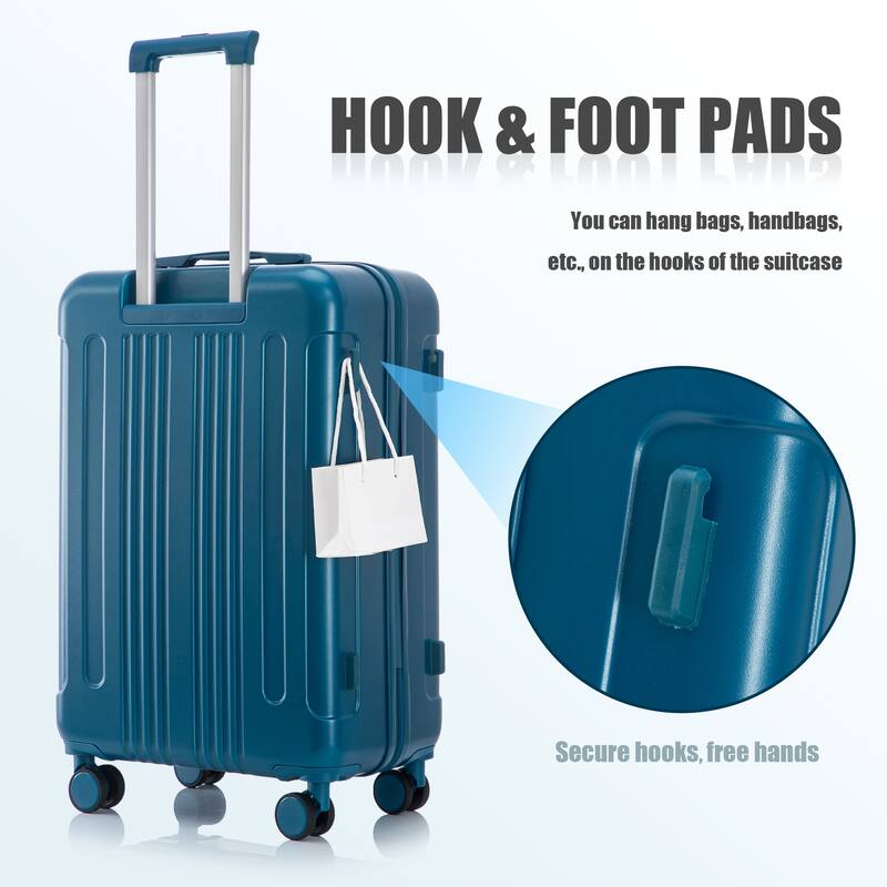 20"/24"/28" 3-Piece, Modern Luggage Sets with Retractable Handle and Combination Lock, for Boarding Travel, Dark Blue