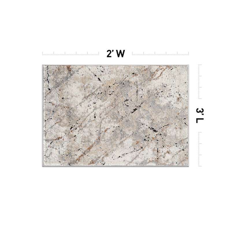 Marble Flow Area Rug - Rug for Living Room, Bedroom - Easy to Clean, Durable Polypropylene/Polyester with Jute Backing