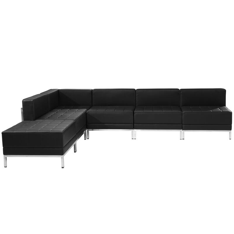 6 Piece LeatherSoft Modular Sectional Configuration - Stainless Steel Legs