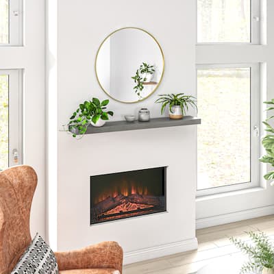 HOMCOM 48 Inch Fireplace Mantel, Floating Farmhouse Solid Fir Wood Shelf, Handmade Heavy Duty Wall Mounted Shelf