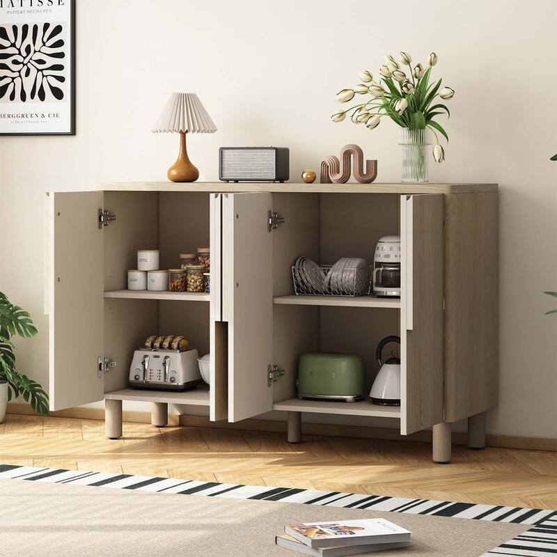 4-Door Buffet Cabinet with Ample Storage,for Various Living Spaces
