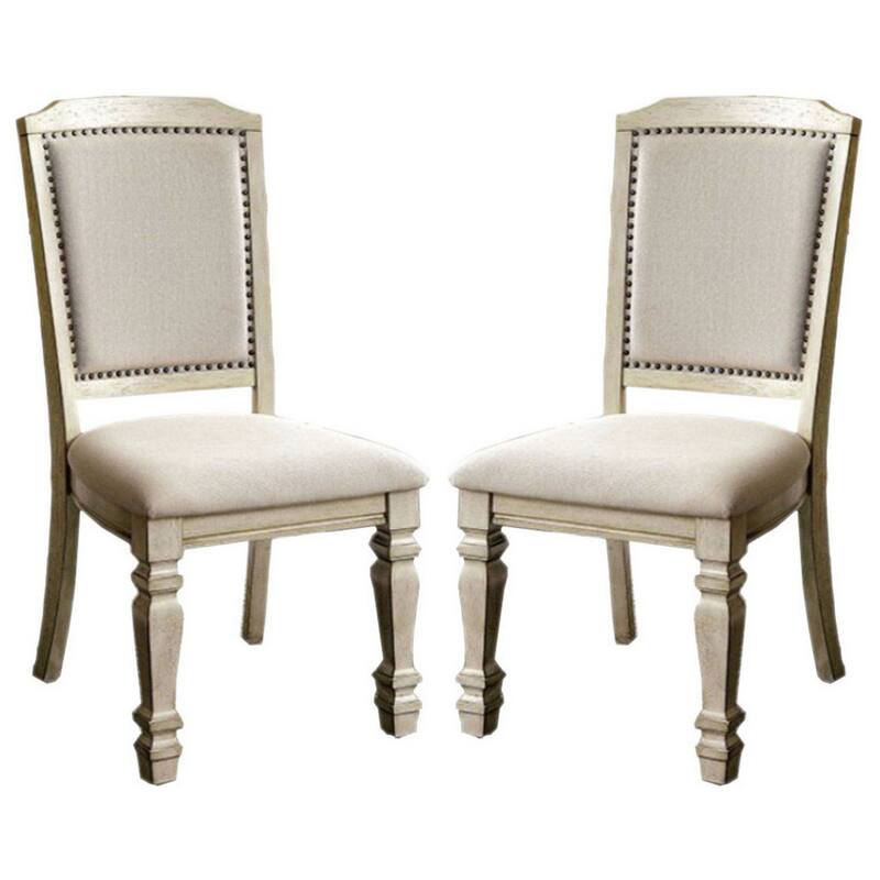 Holcroft Transitional Side Chair, Antique White, Set of two