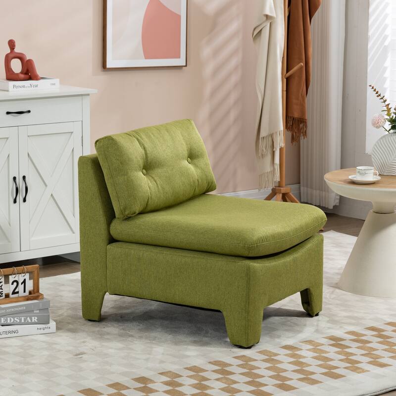 Cushioned deep seat, single lazy chair for Living room - Olive