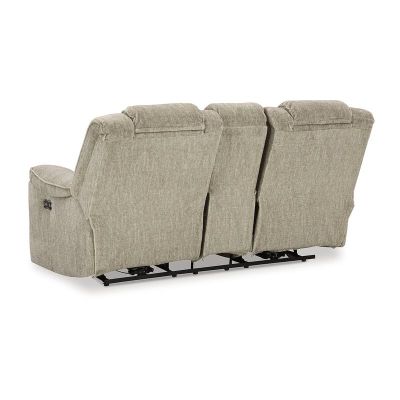 Signature Design by Ashley Hindmarsh Stone Power Reclining Loveseat with Console - 76" W x 44" D x 42" H