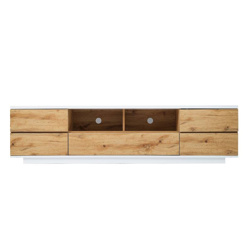 Rectangle TV Stand for TVs up to 80", Media Console with Storage, Entertainment Center with Door Rebound Device