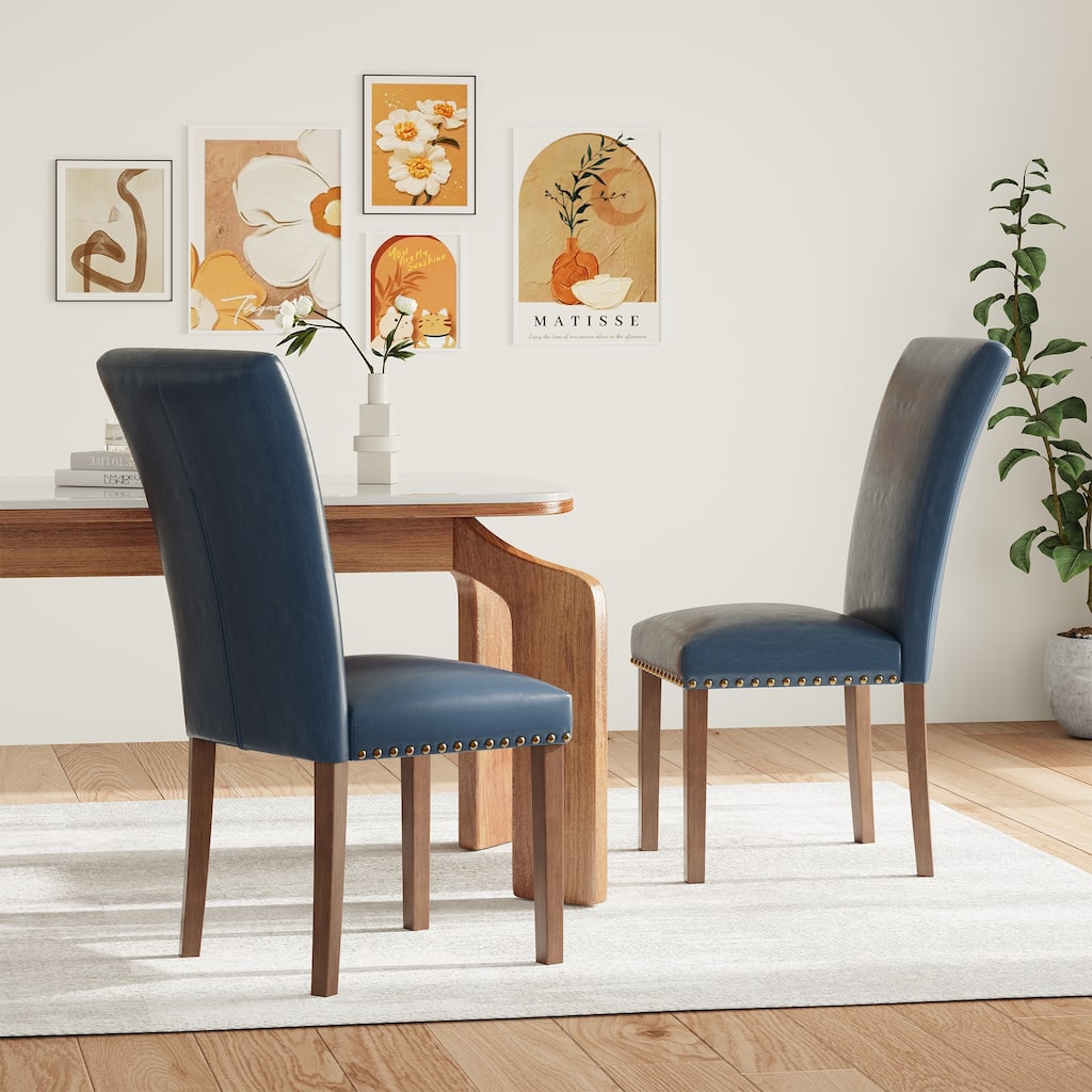 RENEWLINE Dining Chairs, Fabric with Nailhead Trim and Wood Legs