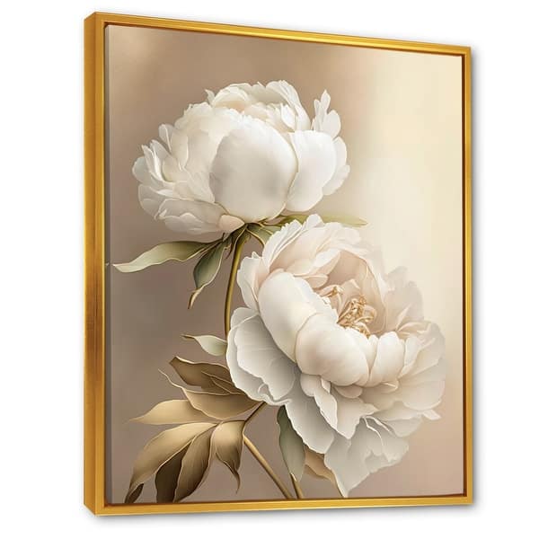 Designart "Peony Flower II" Floral Peony Framed Canvas Art Print - Bed ...