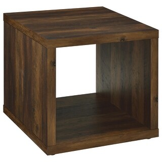 Rizz Side End Table, Square Cube Design Open Shelf, 23 Inch Dark Brown ...
