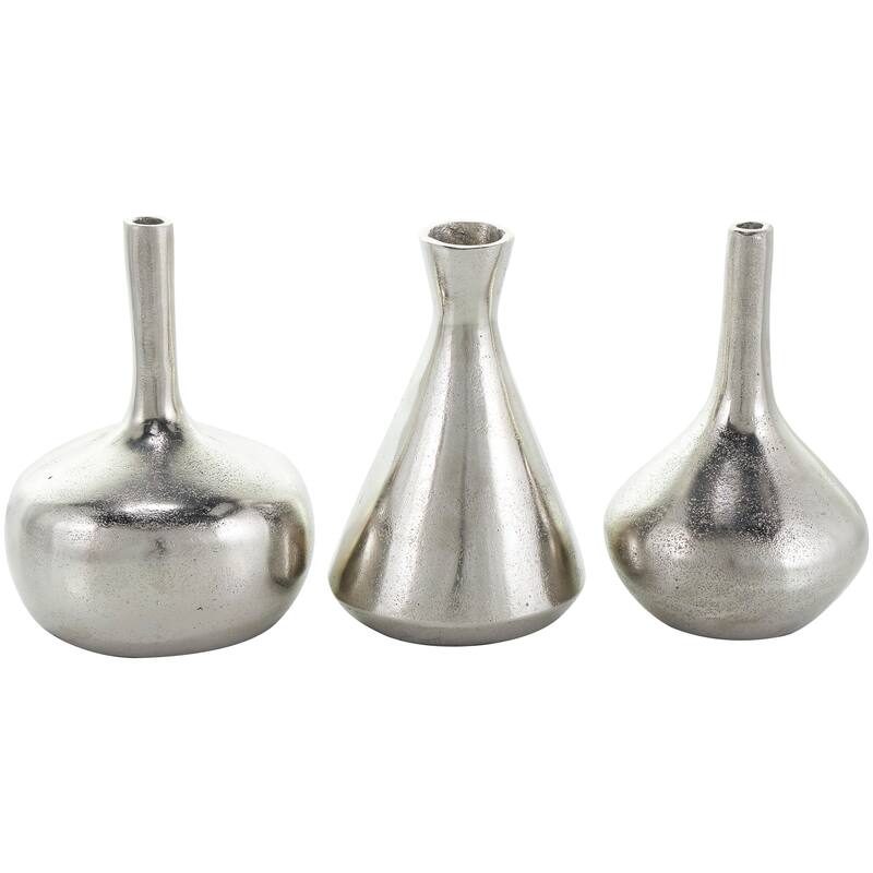 CosmoLiving by Cosmopolitan Gold, Silver or Black Aluminum Metal Vase with Varying Shapes (Set of 3)