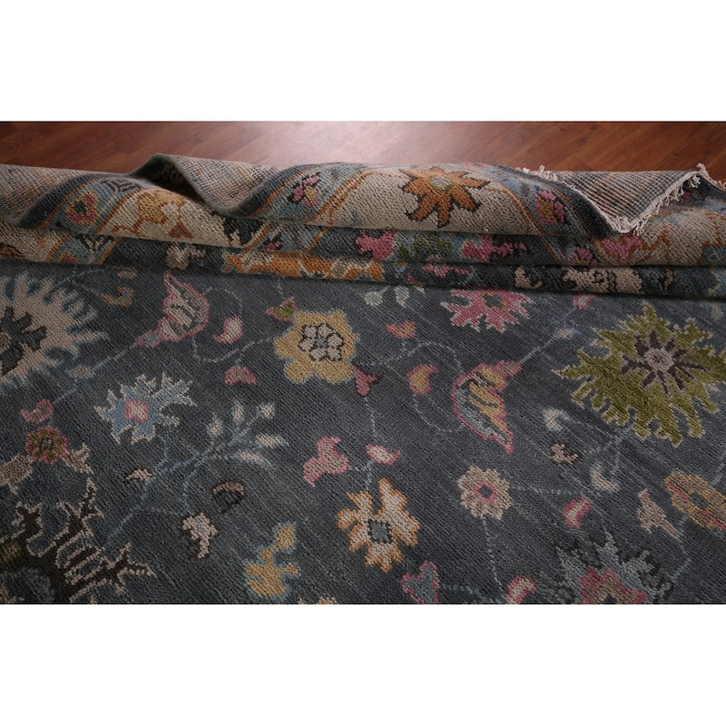 All-Over Floral Oushak Indian Area Rug Handmade Wool Carpet - 8'0"x 9'10"