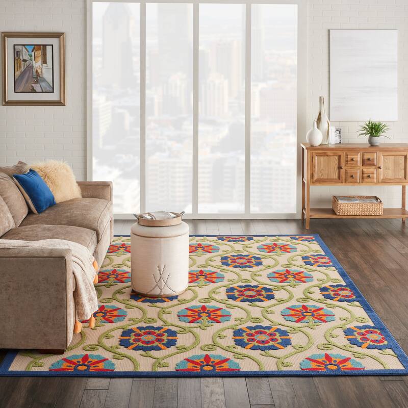 Lanikai Floral Indoor/ Outdoor Area Rug by Havenside Home - 7' x 10' - Blue/Multi