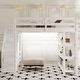 preview thumbnail 1 of 7, Full Size Loft Bed w/Shelves,Storage Staircase,Wardrobe and LED Light