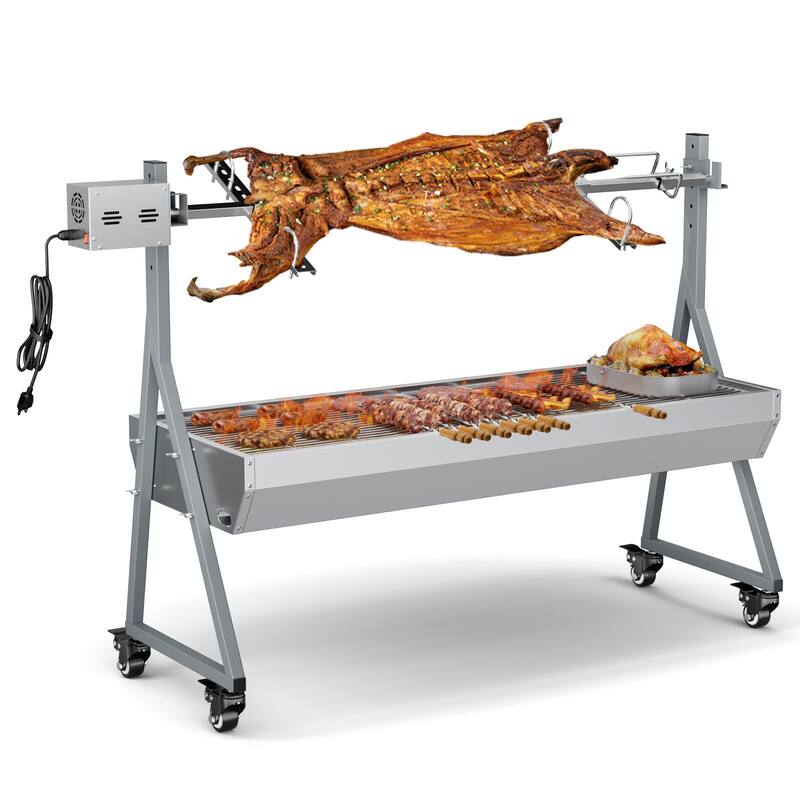 Rotisserie Grill Roaster, 132lbs Charcoal Grill Outdoor BBQ Grill - Assembled - Metal