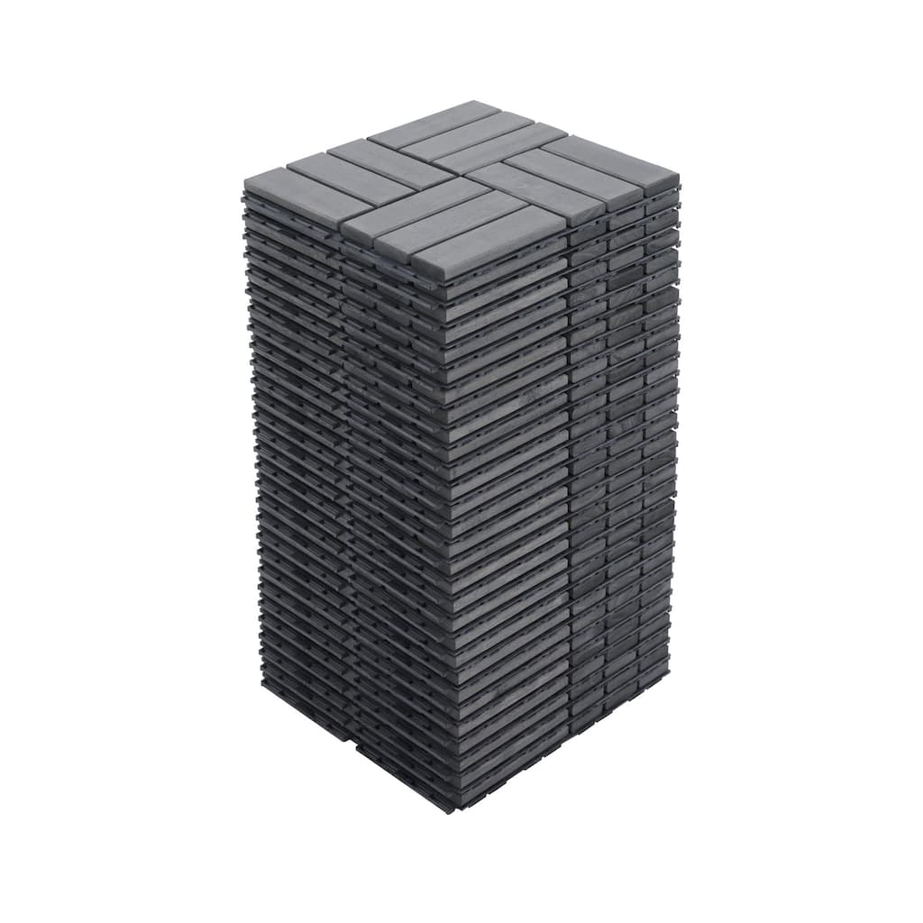 30 Pieces 12"x12" Wood Deck Tiles Outdoor Patio Flooring Waterproof Anti-Mildew DIY