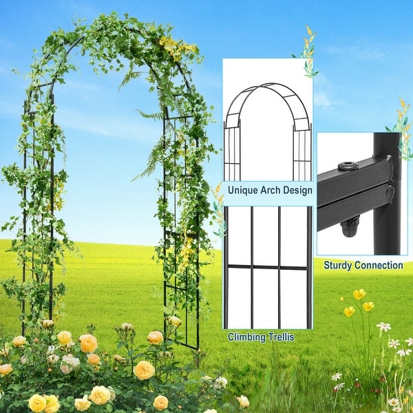 Costway Garden Arch Arbor Trellis Pergola 7.5 ft Metal Archway for ...