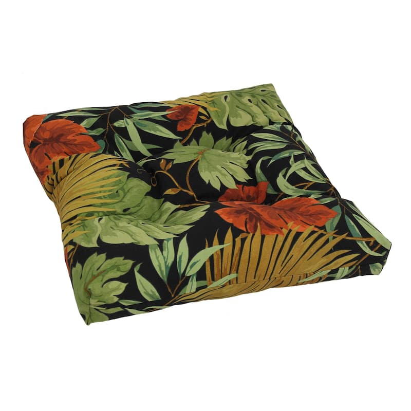 19-inch Square Tufted Indoor/Outdoor Chair Cushion - Tropique Raven