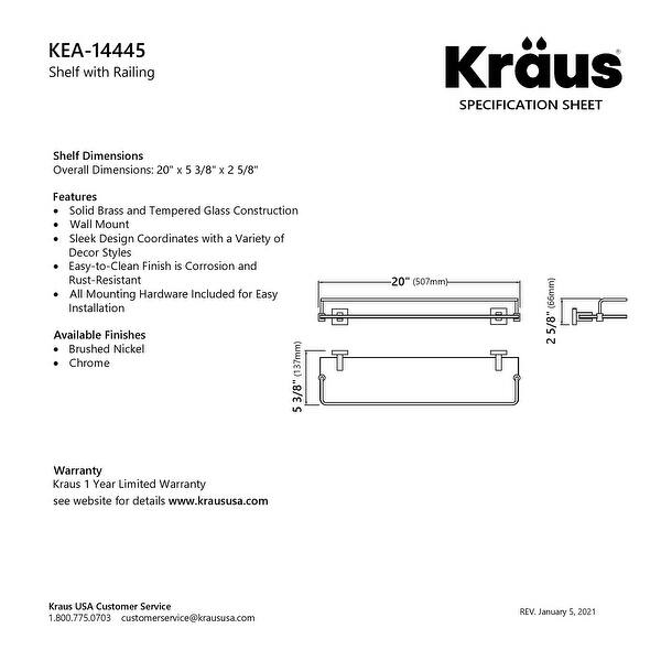 KRAUS Aura Bathroom Shelf with Railing in Brushed Nickel Bed Bath