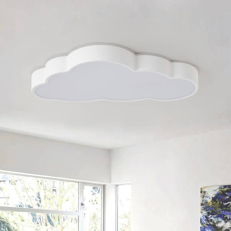 Modern Cloud Shape Flush Mount Ceiling Light Matte White Acrylic Fixture for Kids Room Bedroom