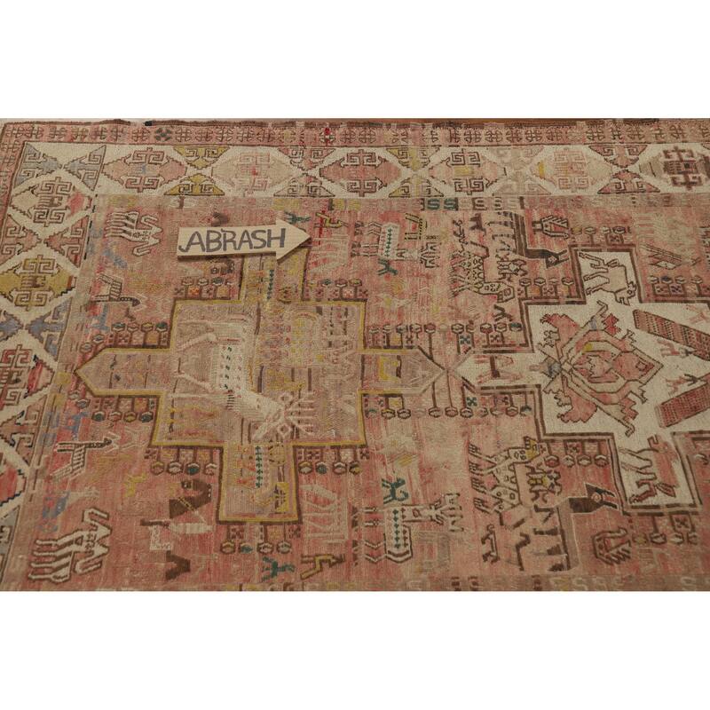 Hand Woven Oriental 100% Wool Carpet Traditional Tribal Pink Sumak Runner Rug - 10' 2'' X 3' 9''
