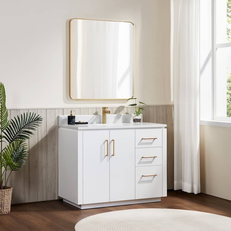 San Single Bath Vanity with Composite Stone Top without Mirror