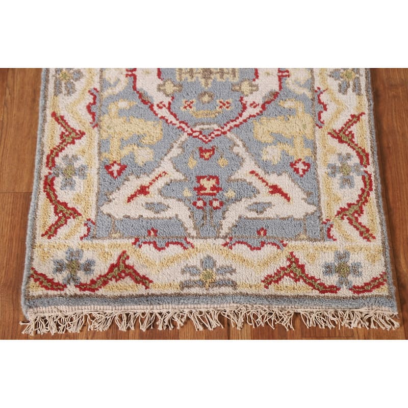 Transitional Grey Oushak Indian Area Rug Hand-knotted Wool Carpet - 2'0"x 3'0"