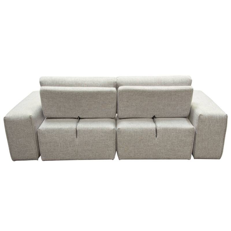 Joa Modular Loveseat w Adjustable Back, Light Greige Polyester 87 Inch