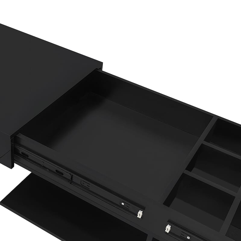 41.3''-76.7'' Extendable Coffee Table, Efficient Central Coffee Table with Multiple Storage Compartments