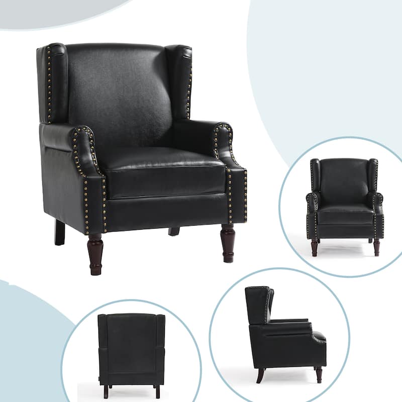 Wingback Accent Chair Nailhead Trim Living Room Reading Chair