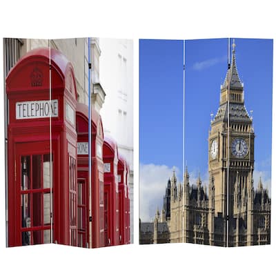 Handmade Canvas 6-foot Big Ben/ London Phone Booths Room Divider (China)